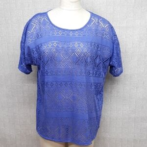 Chico's Periwinkle Open-Knit Short Sleeve Top